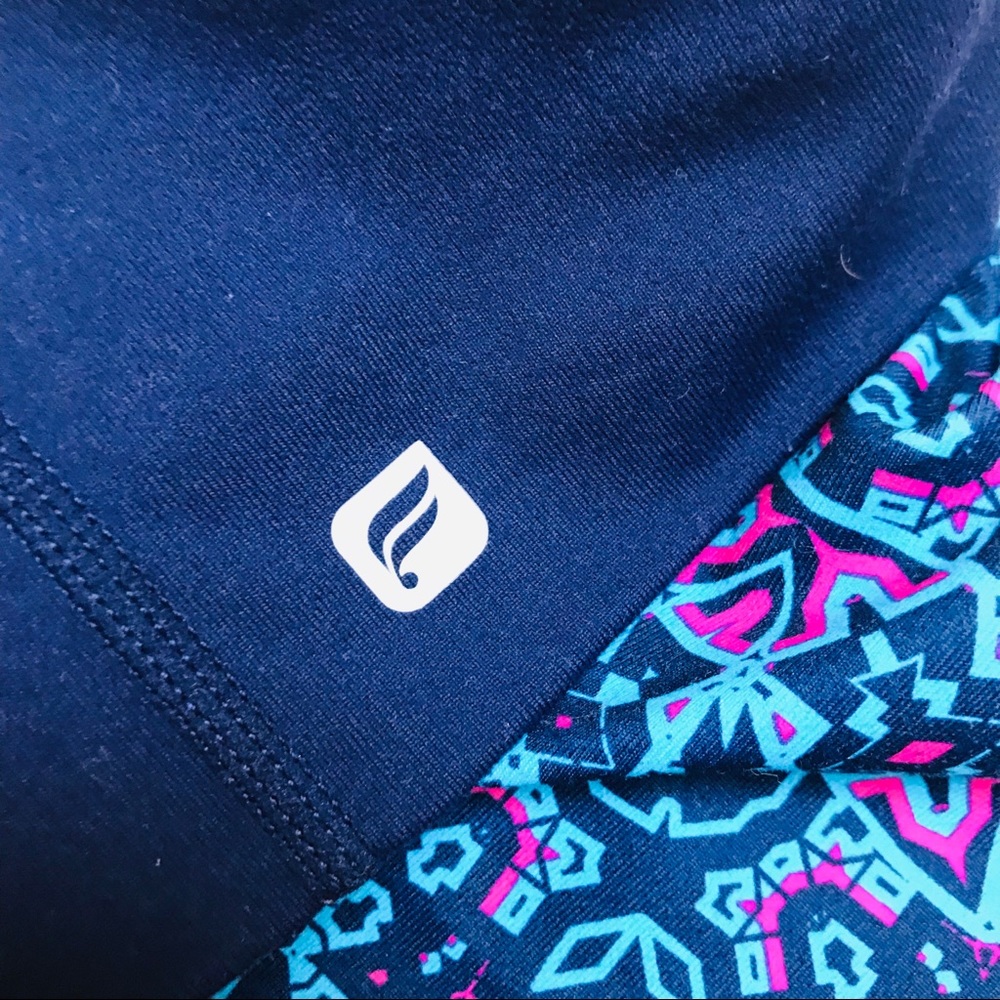 Fabletics Blue & Pink Patterned Performance Capris - image 2